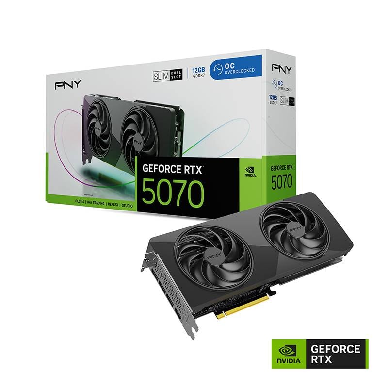 Placa Gráfica PNY NVIDIA GeForce RTX 5070 "Blackwell" Dual Fan Slim OC 12GB GDDR7 DLSS4