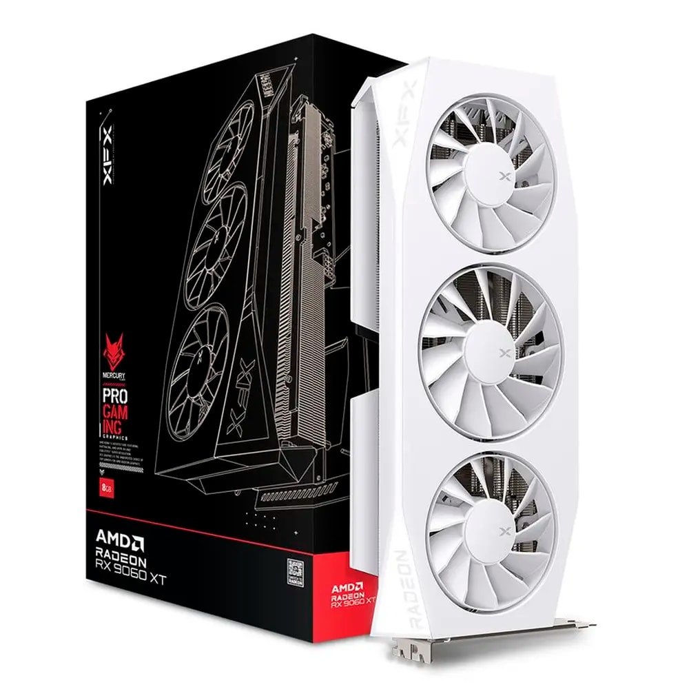 Placa Gráfica XFX AMD Radeon RX 9060 XT "RDNA 4" Mercury OC White Gaming 16GB GDDR6
